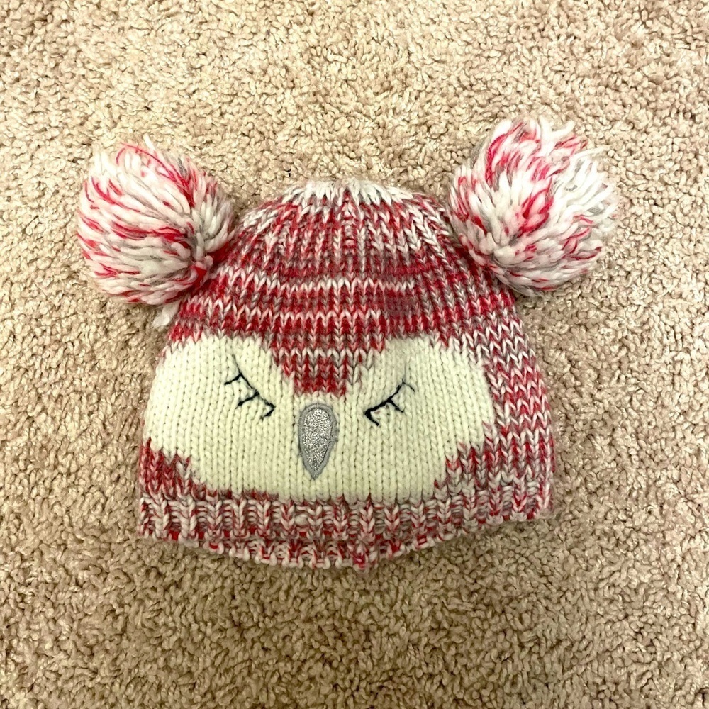 Cute Owl Knit Hat with Pom Poms